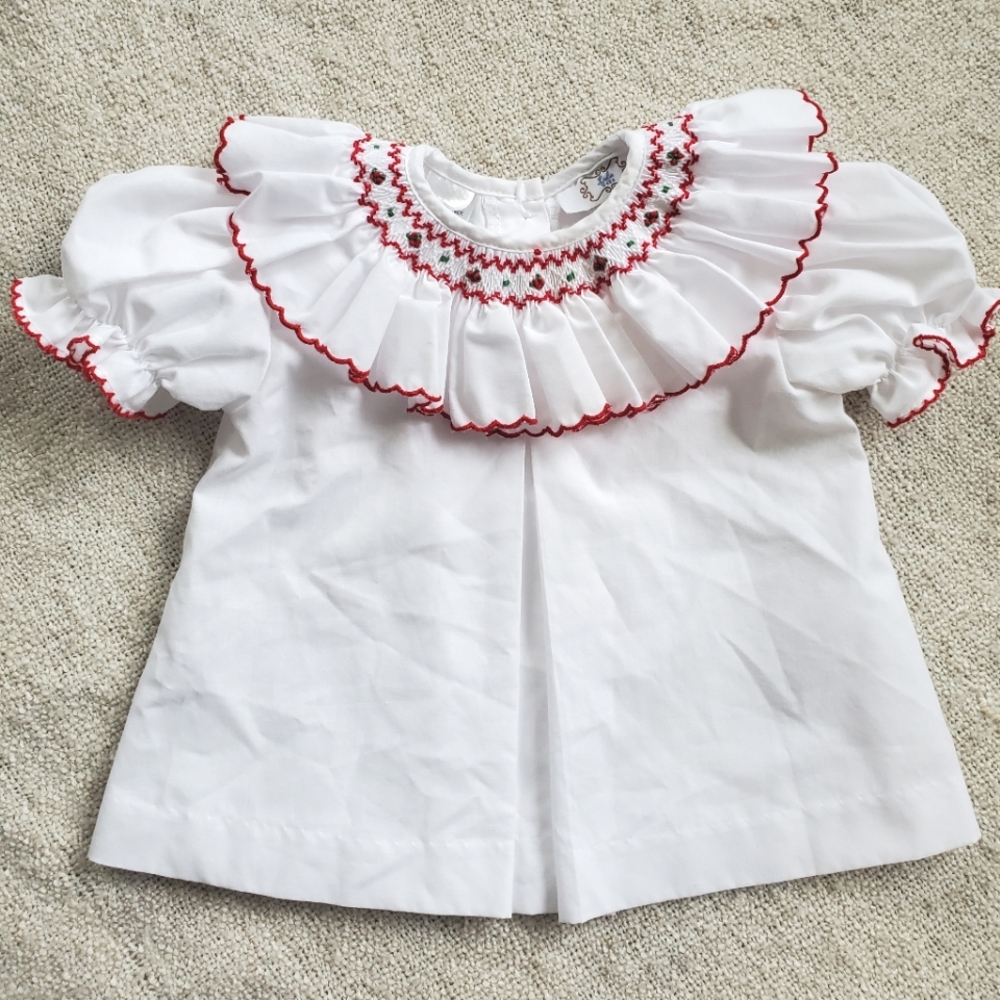 Lulu Bebe Smocked Holly Christmas Dress 12 months